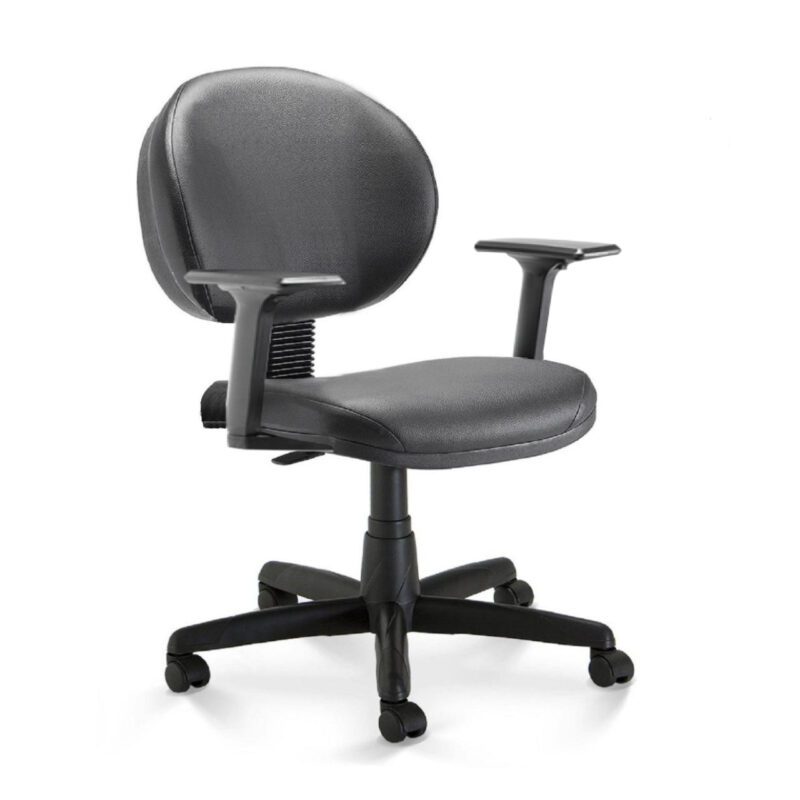 Cadeira de Escritório Executiva PLUS c/ Braços Reguláveis – Corino Cor Preto 32970 Solução Office 2