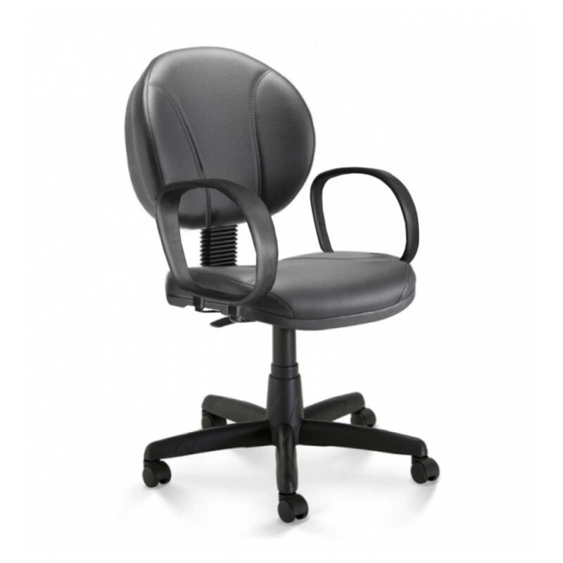 Cadeira Executiva PLUS COSTURADA c/ Braço Corsa – CORINO – COR PRETO – 32978 Solução Office 2