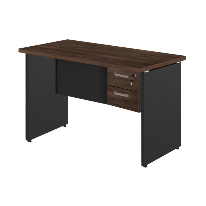 Mesa Escritório 1,50×0,60m – C/ 02 Gavetas MARSALA / PRETO – 23473 Solução Office 2