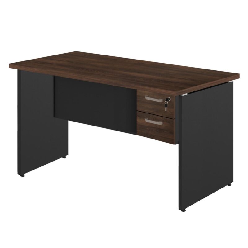 Mesa Escritório 1,70×0,60m – C/ 02 Gavetas MARSALA / PRETO – 23475 Solução Office 2