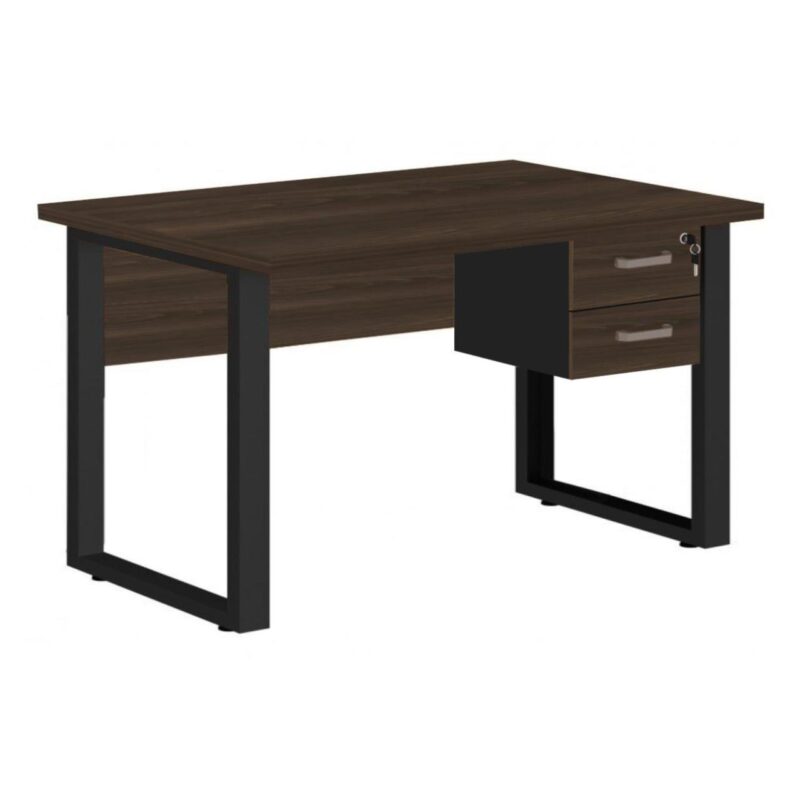 Mesa Escritório PÉ QUADRO 1,50×0,60m – C/ Gavetas – MARSALA/PRETO – 25473 Solução Office 2