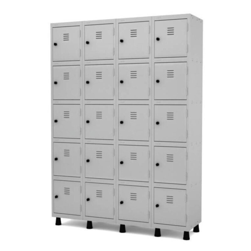 Armário Roupeiro de Aço com 20 Portas Pequenas – 1,93×1,70×0,40m – CZ/CZ – PANDIN – 10009 Solução Office 2