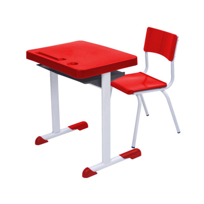 Kit Escolar Individual – (Mesa e Cadeira) – INFANTIL 03 a 06 Anos COR VERMELHO – 41090 Solução Office 2