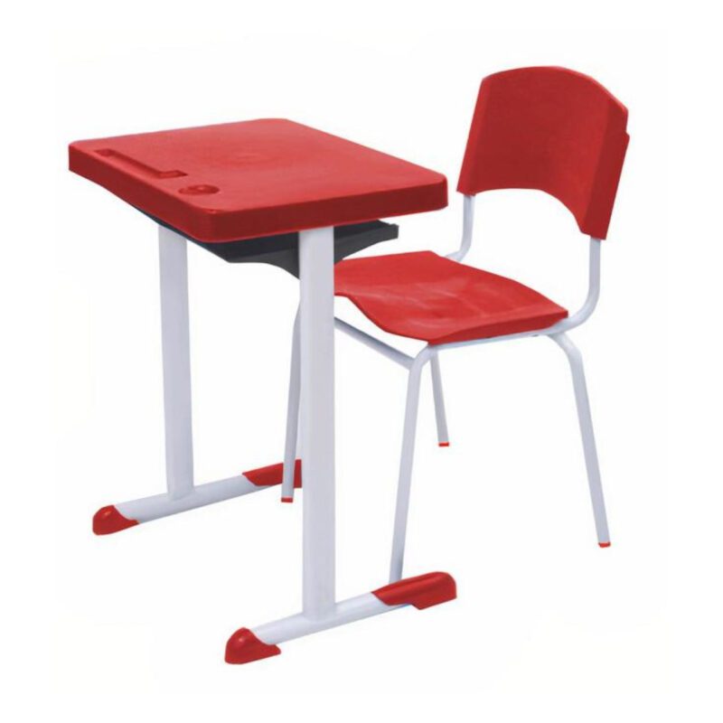 Kit Escolar Individual VERMELHO – (Mesa e Cadeira) – ADULTO – – COR VERMELHO – 40082 Solução Office 2