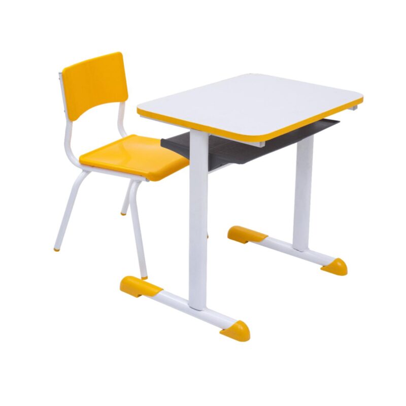 Kit Escolar Individual AMARELO – (Mesa e Cadeira) – INFANTIL – MDF – COR AMARELO – 40088 Solução Office 2