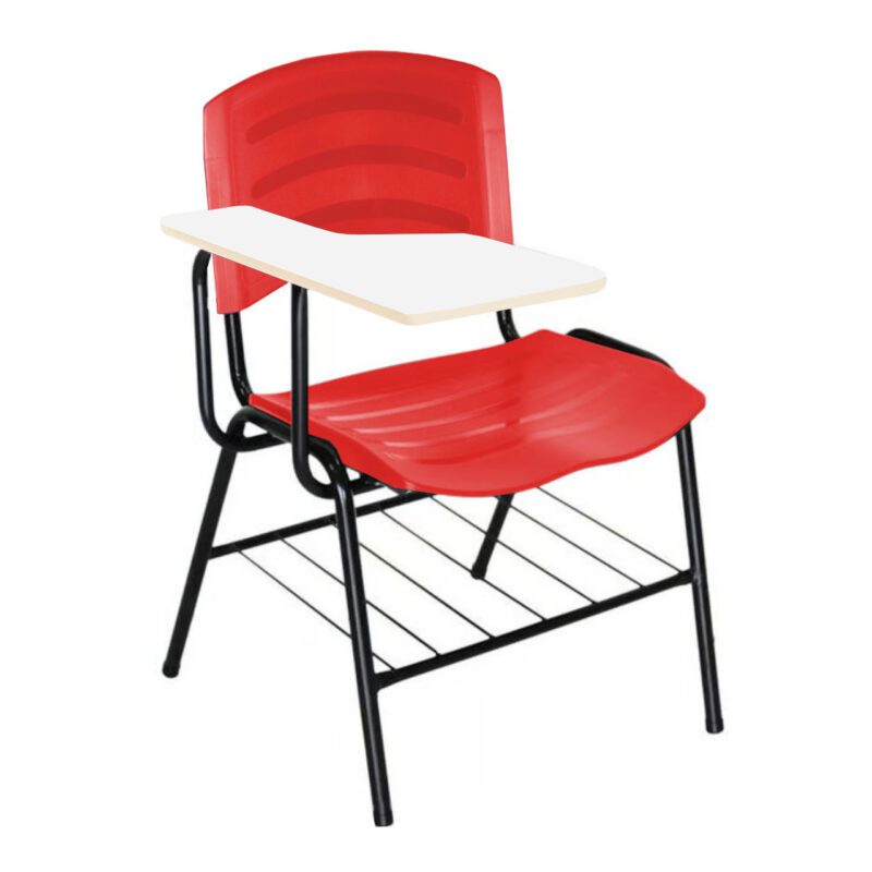 Cadeira Universitária Plástica com Prancheta MDF – COR VERMELHO 34017 Solução Office 2