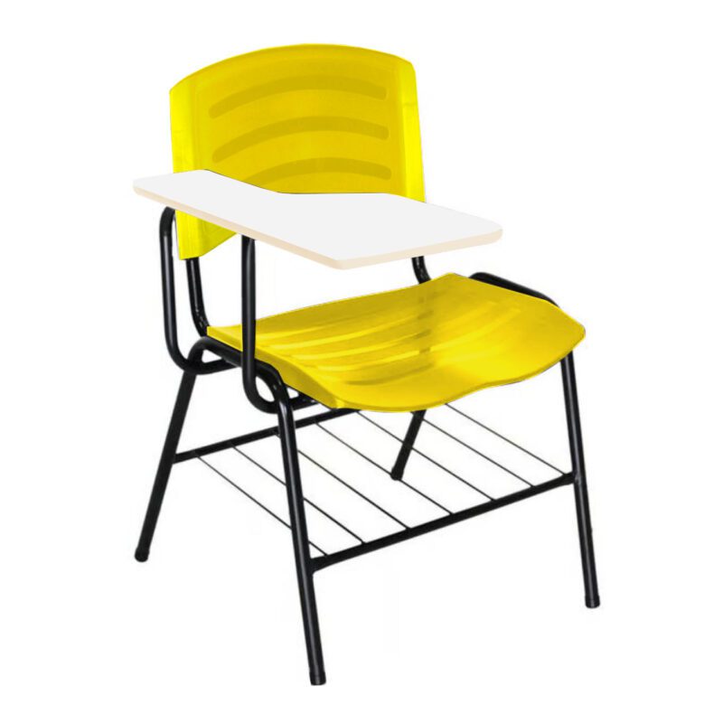 Cadeira Universitária Plástica com Prancheta MDF – COR AMARELO 34019 Solução Office 2