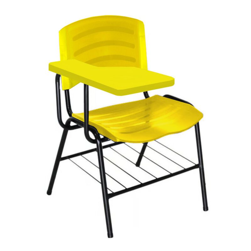 Cadeira Universitária Plástica com Prancheta PLÁSTICA – COR AMARELO 34025 Solução Office 2