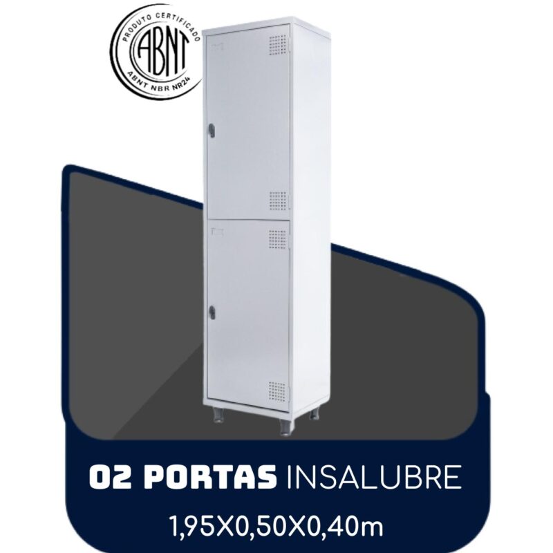 Roupeiro de Aço INSALUBRE c/ 02 Portas – 1,95×0,50×0,40m – CZ/CZ – SA – 14005 Solução Office 2