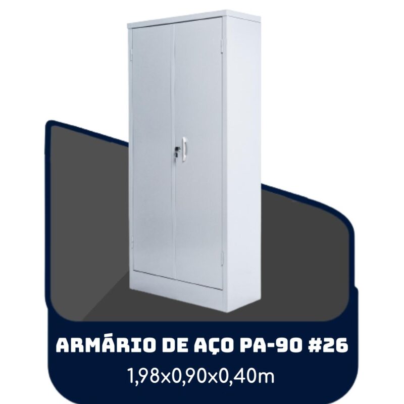 Armário de Aço PA 90 #26 – 1,98×0,90×0,40m – SA – 13120 Solução Office 2