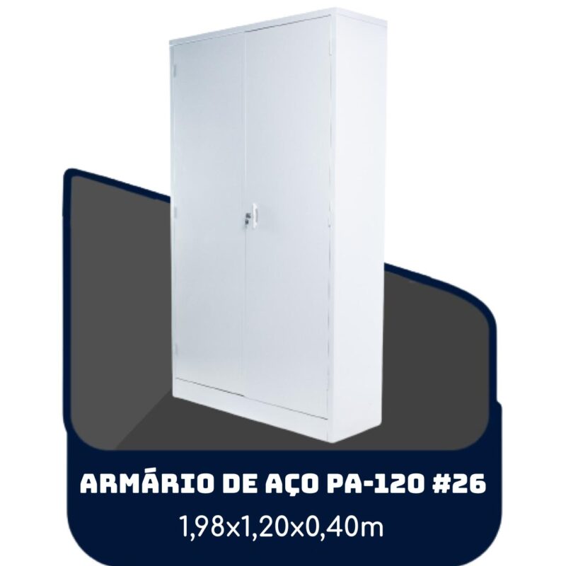 Armário de Aço PA 120 #26 – 1,98×1,20×0,40m – SA – 13121 Solução Office 2