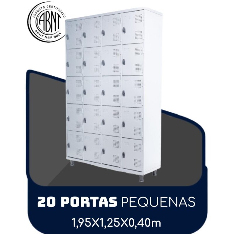 Roupeiro de Aço 20 portas Pequenas – 1,95×1,25×0,40m – CZ/CZ – SA – 14004 Solução Office 2