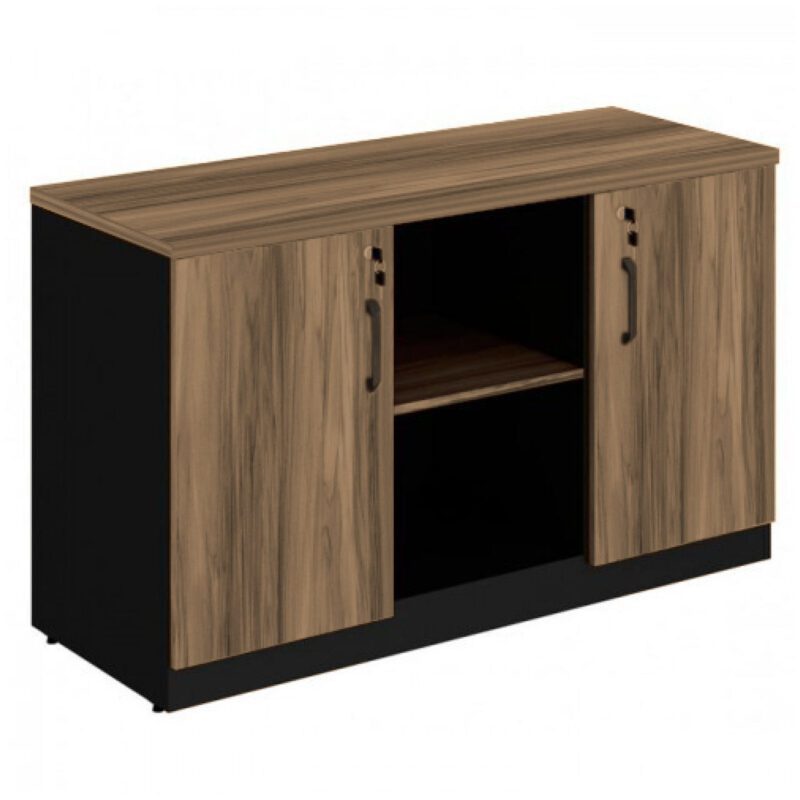 Armário Baixo Credenza – 1,20×0,74X0,45m NOGAL SEVILHA/PRETO – 21412 Solução Office 2