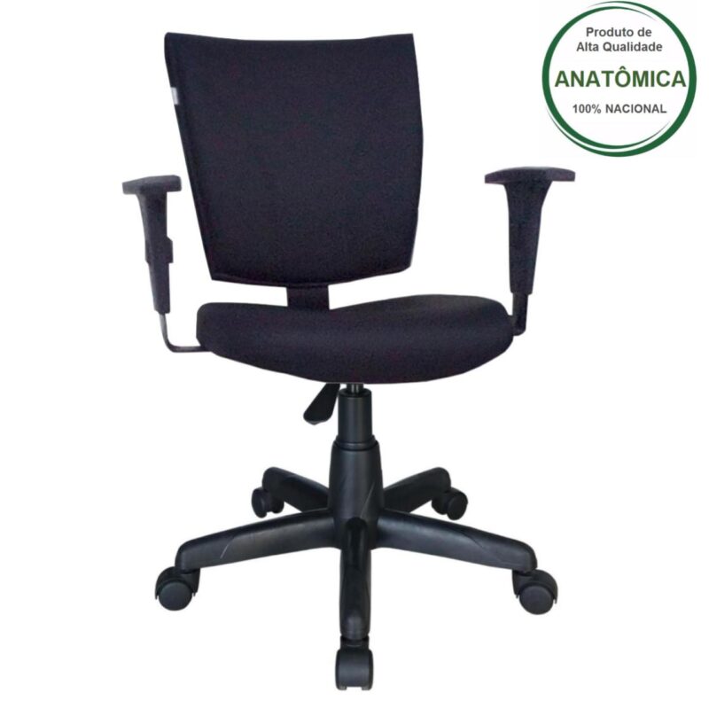 Cadeira B-ONE Giratória com Braços Reguláveis – Cor Preta 31009 Solução Office 2