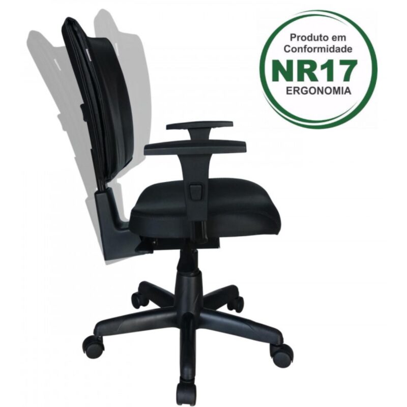 Cadeira B-ONE Back System com Braços Reguláveis – Cor Preta 31010 Solução Office 2