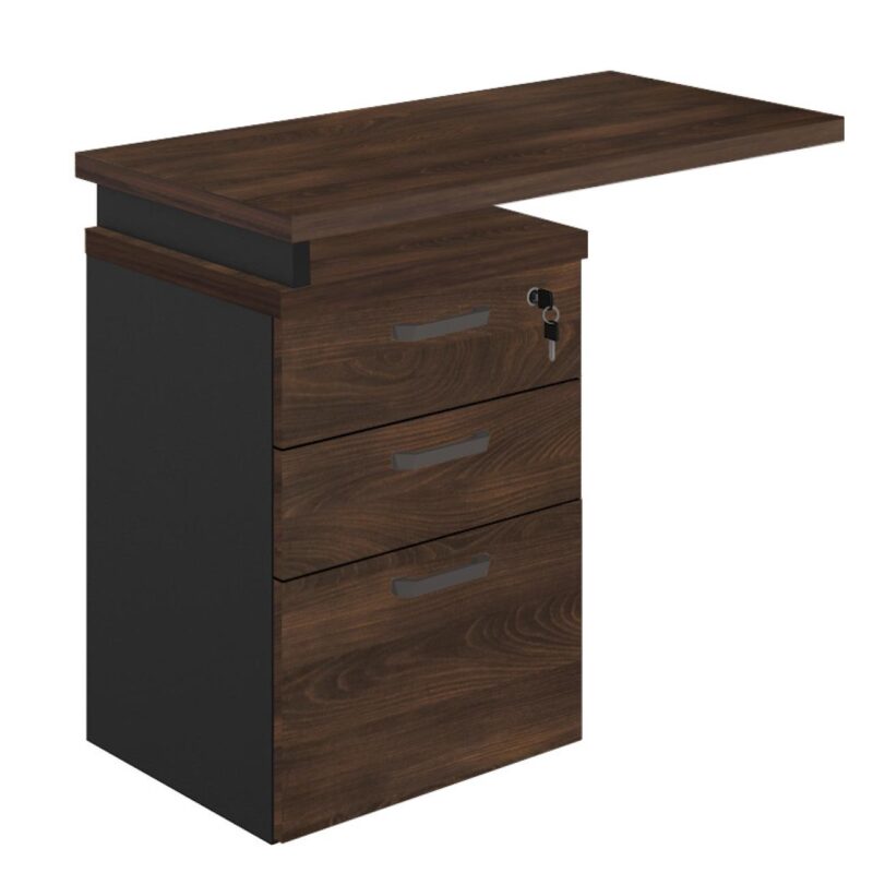 Mesa AUXILIAR c/ 03 Gavetas Pedestal MARSALA/PRETO – 51017 Solução Office 2