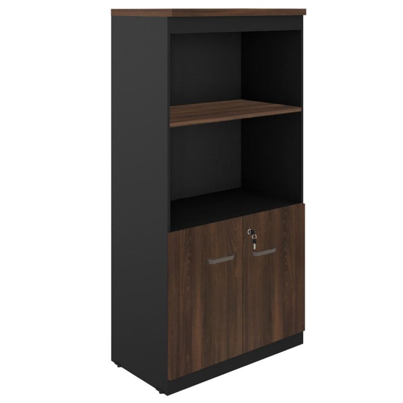 Armário Alto SEMI-ABERTO com 02 Portas – 1,60×0,80×0,45m MARSALA / PRETO – 51014 Solução Office 2