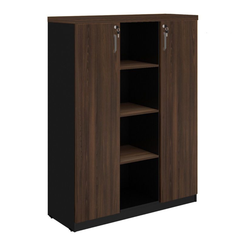 Armário Alto Credenza com Nicho 1,60×1,20×0,45m MARSALA / PRETO – 51018 Solução Office 2