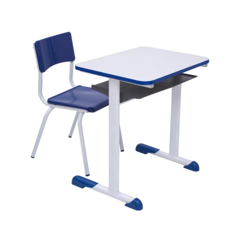 Kit Escolar Individual AZUL – (Mesa e Cadeira) – INFANTIL – MADEIRA – COR AZUL – 40085 Solução Office 2