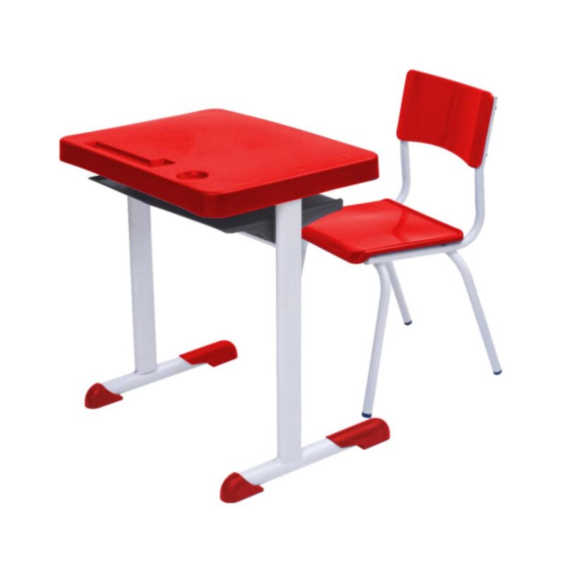 Kit Escolar Individual – (Mesa e Cadeira) – JUVENIL 06 a 09 Anos COR VERMELHO – 41082 Solução Office 2