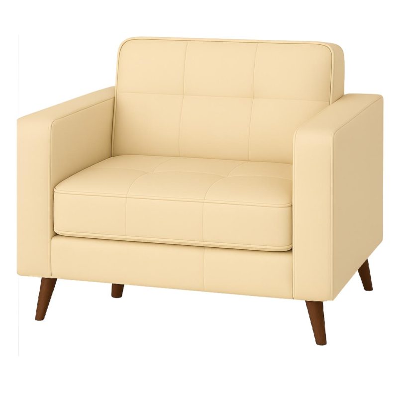 Poltrona para Escritório ROMA 01 Lugar – Corino – Cor AREIA – 60061 Solução Office 2